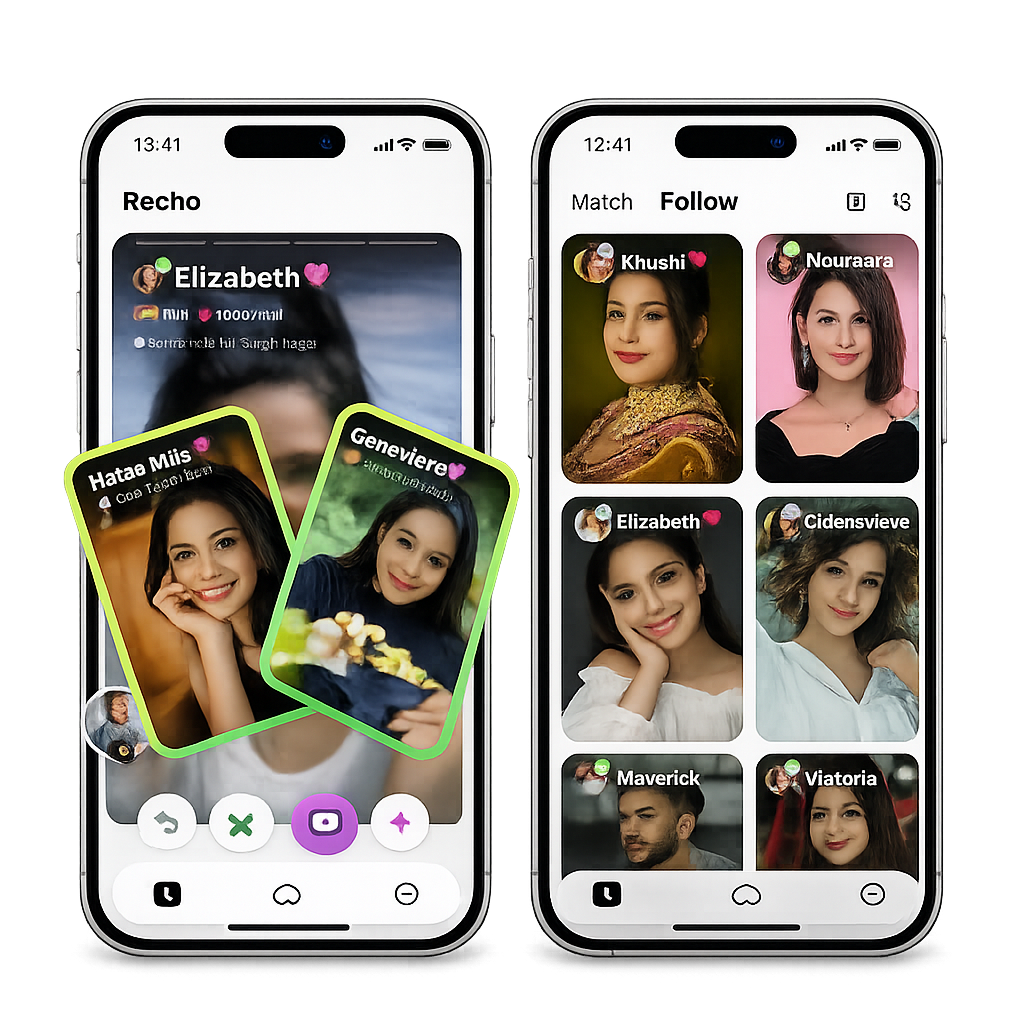 Recho Live App Interface Mockup